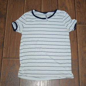 Plain Wide Striped Tee Black Edge Sheer Size: M